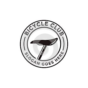 Minimalist badge emblem bicycle, bike, bike shop, bike club logo icon vector illustration with saddle concept