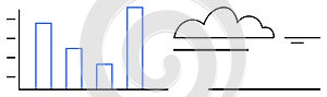 Minimalist Bar Chart and Cloud Outline Data Analytics and Cloud Computing Integration