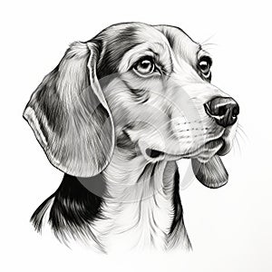 Minimalist Beagle Head Silhouette Drawing In One Pencil Stroke