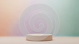 Minimalist Beige Pedestal on Soft Pastel Gradient Background with Subtle Lighting 976