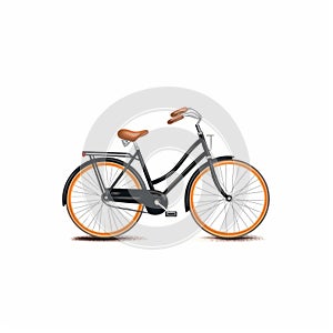 Minimalist Bicycle Icon: Black And Orange Flat Vector Illustration