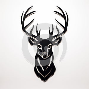 Minimalist Black Deer Head Wood And Acrylic Sculpture