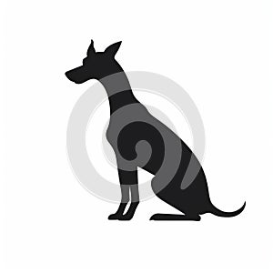 Minimalist Black Dog Silhouette In Chic Egyptian Iconography Style