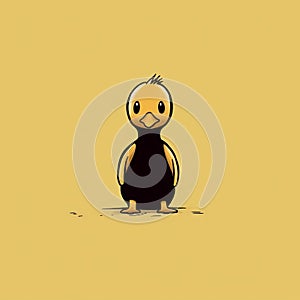 Minimalist Black Duck In A Cute Cartoonish Style
