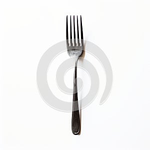 Minimalist Black Fork On White Background: A Juergen Teller Inspired Art Piece