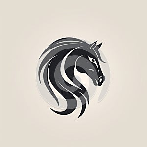 Minimalist Black Horse Head Logo Design In Sepia Tone