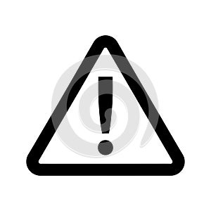 Black Warning Sign Icon. General Caution and Hazard Graphic.