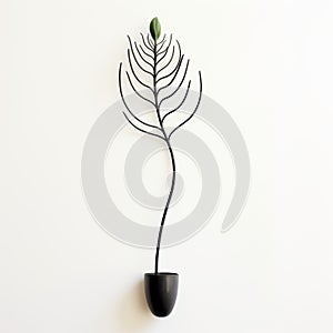 Minimalist Black Vase With Hanging Branch - Inspired By Philip Treacy