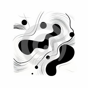 Minimalist Black And White Abstract Drawing With Organic Shapes
