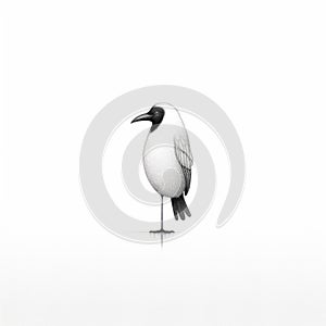 Minimalist Black And White Bird Illustration: A Masterpiece In The Style Of Edward Gorey And Oliver Jeffers