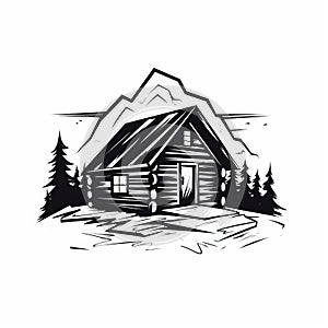 Minimalist Black And White Cabin Logo Design