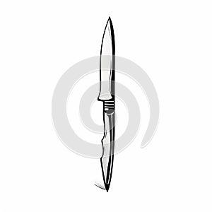 Minimalist Black And White Curved Knife Vector Drawing