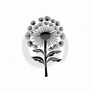 Minimalist Black And White Dandelion Flower Illustration