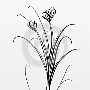 Minimalist Black And White Flower Art: Organic Lines And Delicate Curves