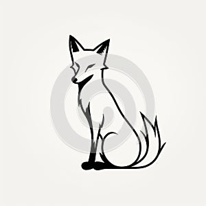 Minimalist Black And White Fox Icon - Elegant And Streamlined Vector Illustration