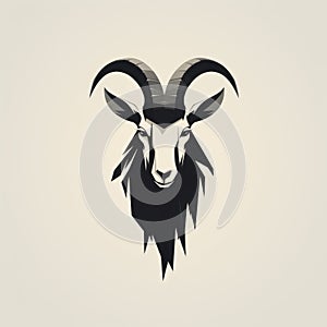 Minimalist Black And White Goat Head Illustration
