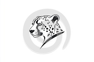 Minimalist Black and White Illustration of a Cheetah's Profile