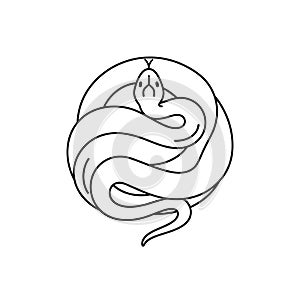Minimalist Snake Coiled in Circle