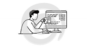 Software Developer Coding on Computer Icon