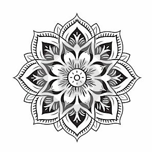 Minimalist Black And White Mandala Floral Design With Cultural Symbolism