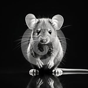 Minimalist Black And White Mouse Portrait With Dramatic Saturation