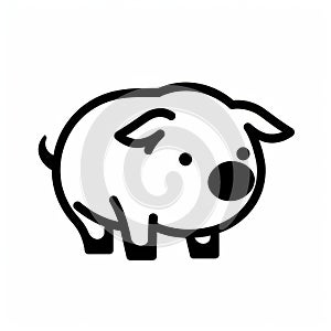 Minimalist Black And White Pig Icon With Shodo Style - Rtx On photo