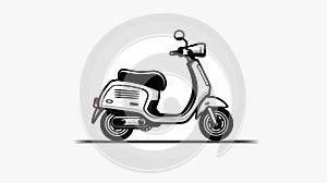 Minimalist Black And White Scooter Icon On White Background