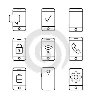 Minimalist Black and White Smartphone Icon Set Vector