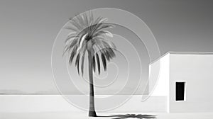 Minimalist Black And White Telemix With Palm Tree Background