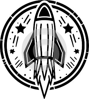 Rocket - minimalist and flat logo - vector illustration