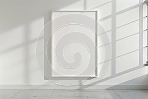 Minimalist Blank Frame on White Wall in Sunny Room