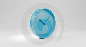 Minimalist blue clock isolated on white background