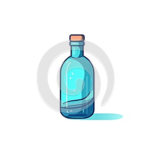 Minimalist Blue Glass Bottle Illustration - Colorful 2d Game Art