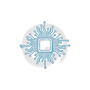 Computer Chip Microprocessor Icon Vector Illustration