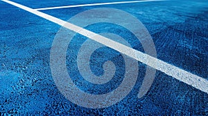 Minimalist Blue Tennis Court Background with White Lines - Close Up Shot of Sports Field