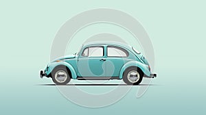 Minimalist Blue Volkswagen Beetle Art Design For Car Fanatics