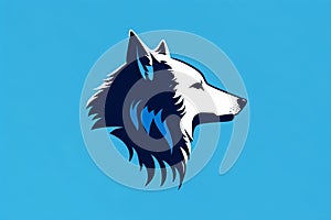 Minimalist blue wolf on blue backgroundMinimalist blue wolf on blue background. Generative AI.