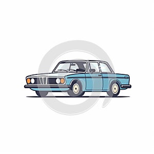 Minimalist Bmw Icon: Retro Car Illustration On White Background