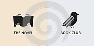 Minimalist Book, reading and writing logo. Minimal modern style book symbols and icons