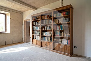Bookcase in empty room
