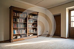Bookcase in empty room