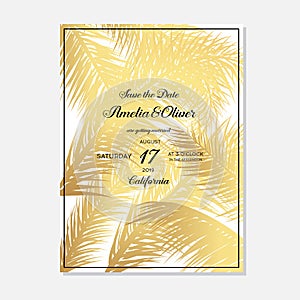 Minimalist botanical wedding invitation card template design. Vector decorative greeting card or invitation design background.