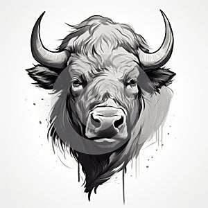 Minimalist Buffalo Head Silhouette Drawing In One Continuous Line