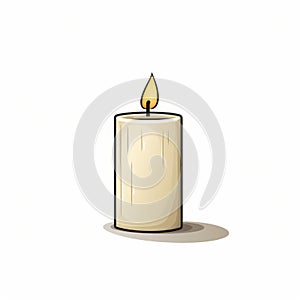Minimalist Candle Illustration: Light Beige Cartooning With Realistic Usage Of Light And Color