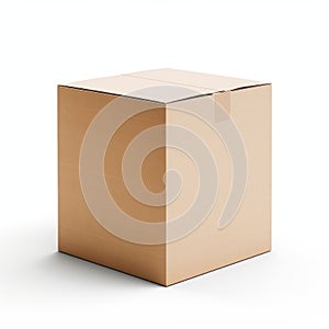 Minimalist Cardboard Delivery Box 3d Illustration On White Background