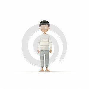 Minimalist Cartoon Asian Boy In Yoga Pose - Character By Alessandro Gottardo