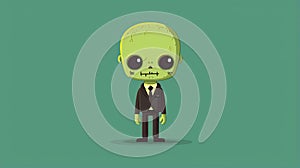 Minimalist Cartoon Businessman Wraith: A Cute Zombiecore Illustration