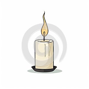 Minimalist Cartoon Candle Illustration On White Background