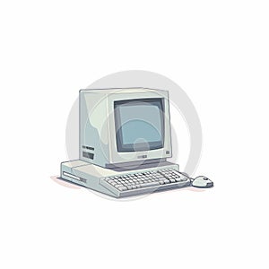 Minimalist Cartoon Computer Desktop Icon Vector Illustration