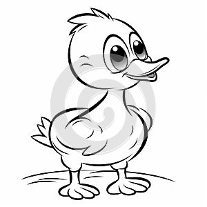 Minimalist Cartoon Cute Adorable Happy Duck Coloring Page